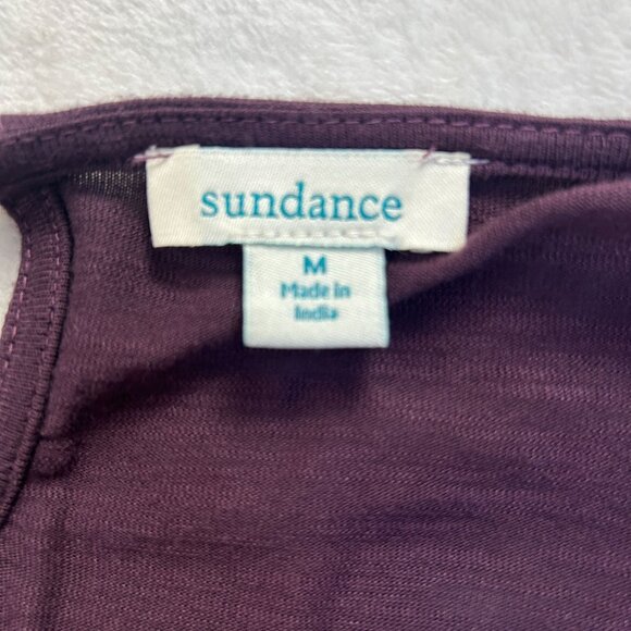 Sundance Pintuck Boho Tunic Medium Long Sleeves Keyhole Lightweight Plum Purple - Picture 3 of 6